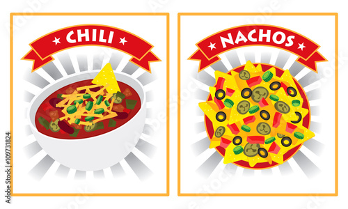 chili and nachos illustration