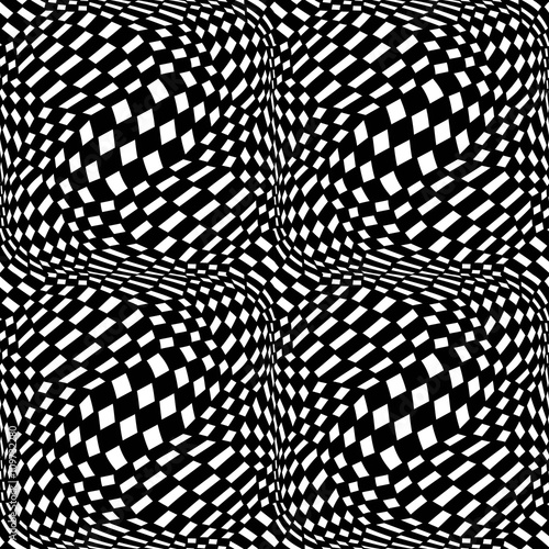 Vector hipster abstract geometry trippy pattern with 3d illusion, black and white seamless geometric background, subtle pillow and bad sheet print, creative art deco, simple texture 