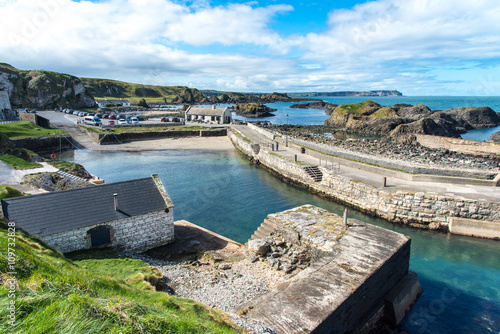 Ballintoy, Antrim, Northern Ireland. The harbour and beach have featured in several episodes of the Game of Thrones. © kernowpjm