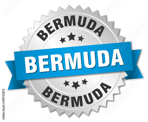 Bermuda round silver badge with blue ribbon