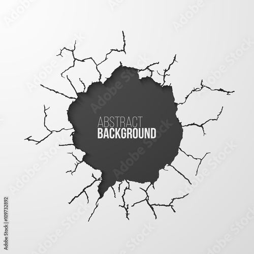 Cracked hole in the wall banner with space for text