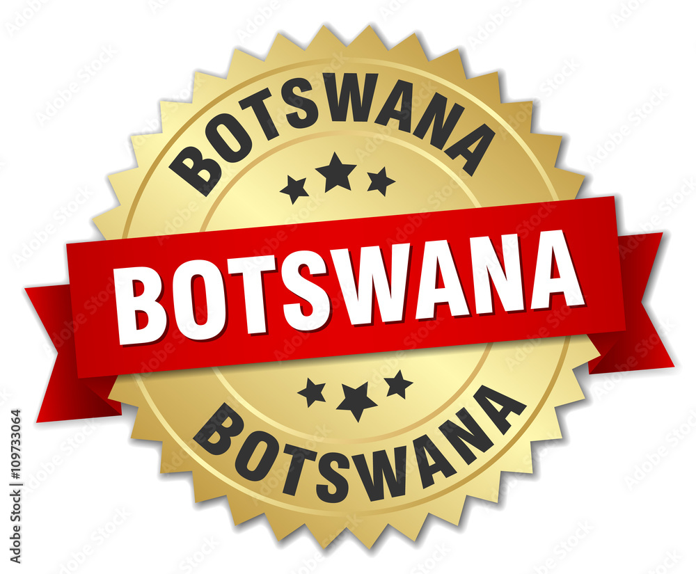 Botswana round golden badge with red ribbon Botswana round golden badge with red ribbon