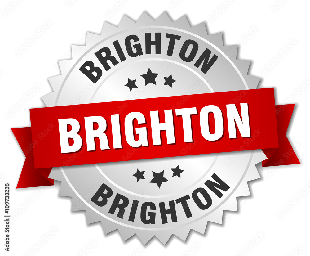 Brighton round silver badge with red ribbon Brighton round silver badge with red ribbon
