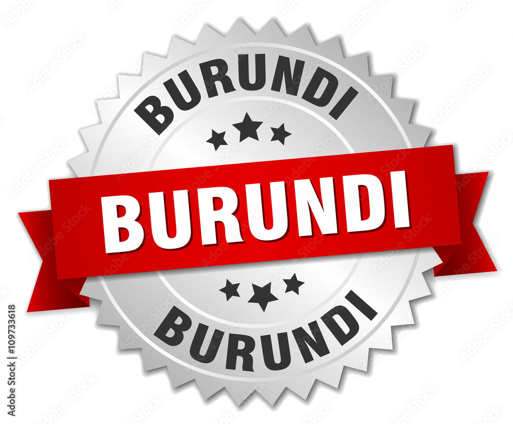 Burundi round silver badge with red ribbon Burundi round silver badge with red ribbon