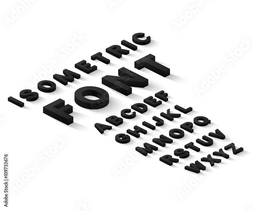 Black isometric font alphabet