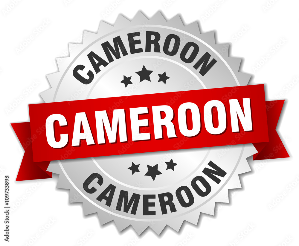 Cameroon round silver badge with red ribbon Cameroon round silver badge with red ribbon