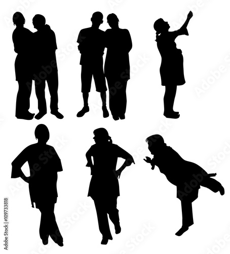 Silhouettes of couples and pregnant women