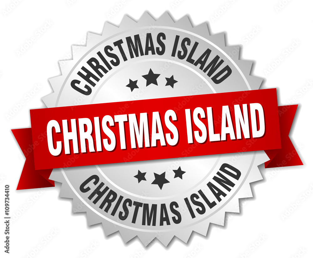 Christmas Island round silver badge with red ribbon Christmas Island round silver badge with red ribbon