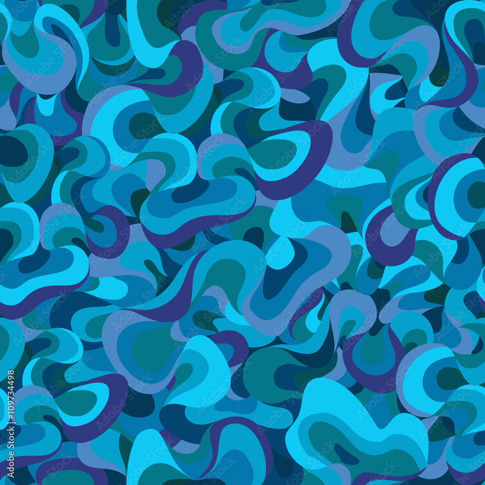 Sea lettuce inspired purple and blue waves seamless pattern Sea lettuce inspired purple and blue waves seamless pattern