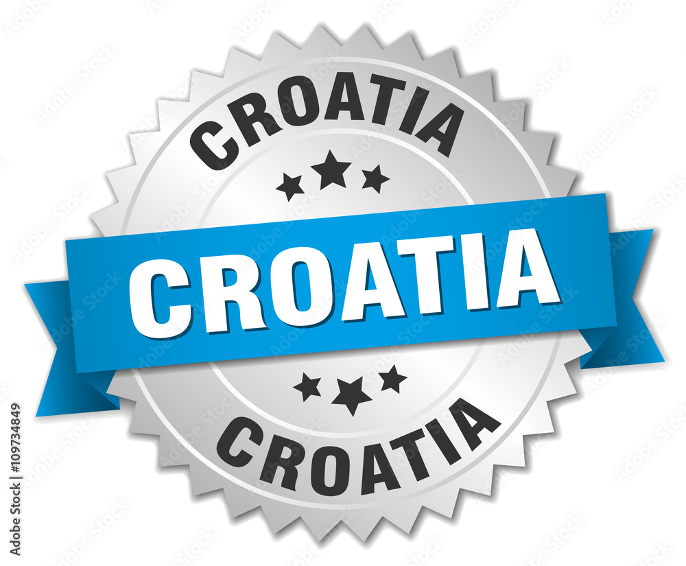 Croatia round silver badge with blue ribbon Croatia round silver badge with blue ribbon