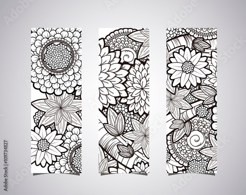 Identity banners with vector black and white zendoodle tattoo fl photo