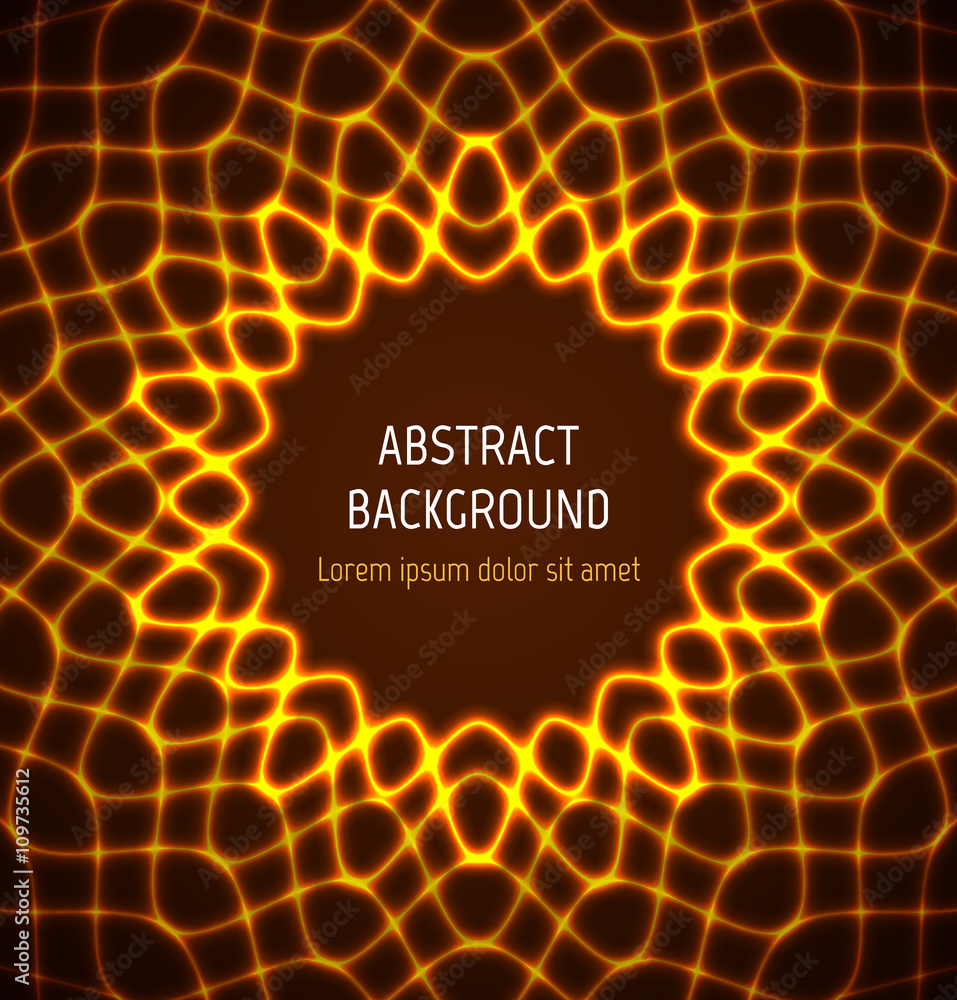 Abstract orange circle neon border background with light effects Stock