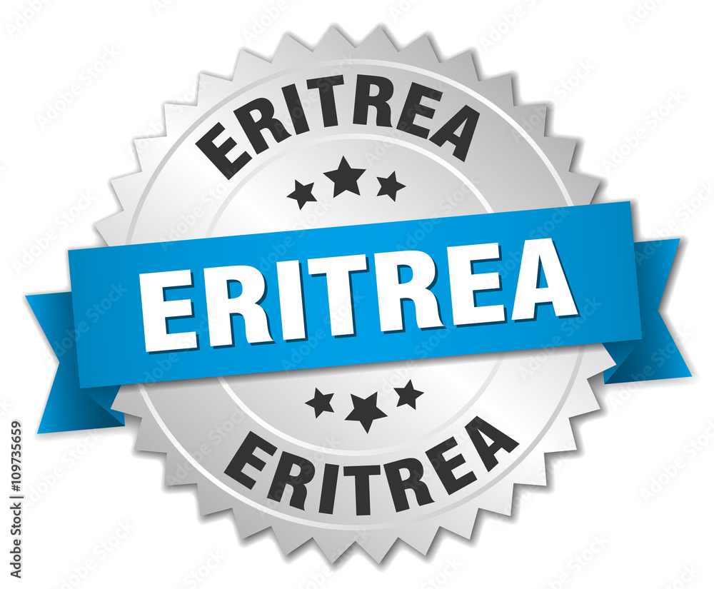 Eritrea round silver badge with blue ribbon Eritrea round silver badge with blue ribbon