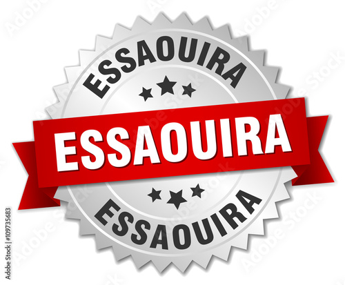 Essaouira round silver badge with red ribbon