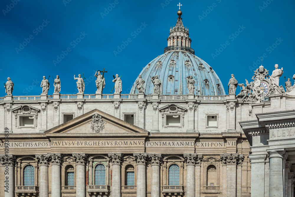 iBasilica of Saint Peter, Vatican. / Basilica of Saint Peter in Vatican, main christianity landmark and religious center.