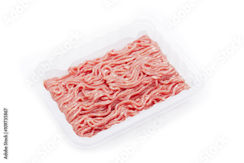 top view of minced meat in a plate.