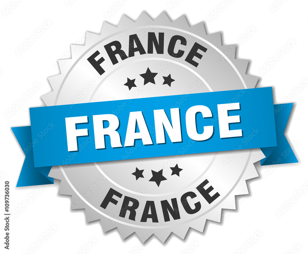 France round silver badge with blue ribbon France round silver badge with blue ribbon