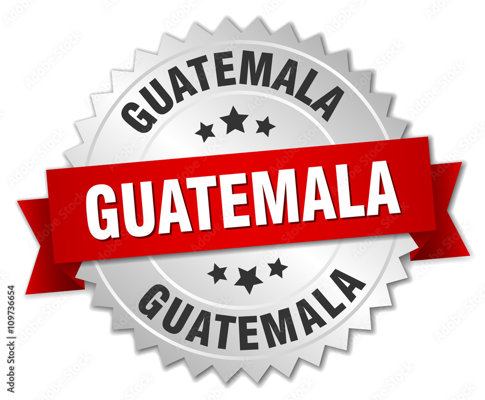 Guatemala round silver badge with red ribbon Guatemala round silver badge with red ribbon