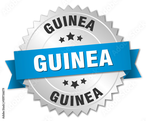Guinea round silver badge with blue ribbon