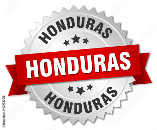 Honduras  round silver badge with red ribbon