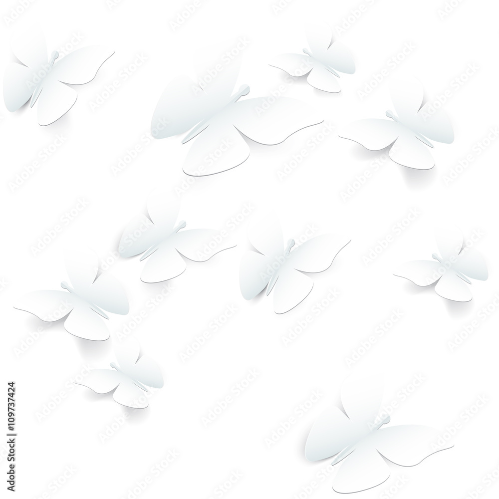 seamless pattern white butterflies on a white background.vector illustration