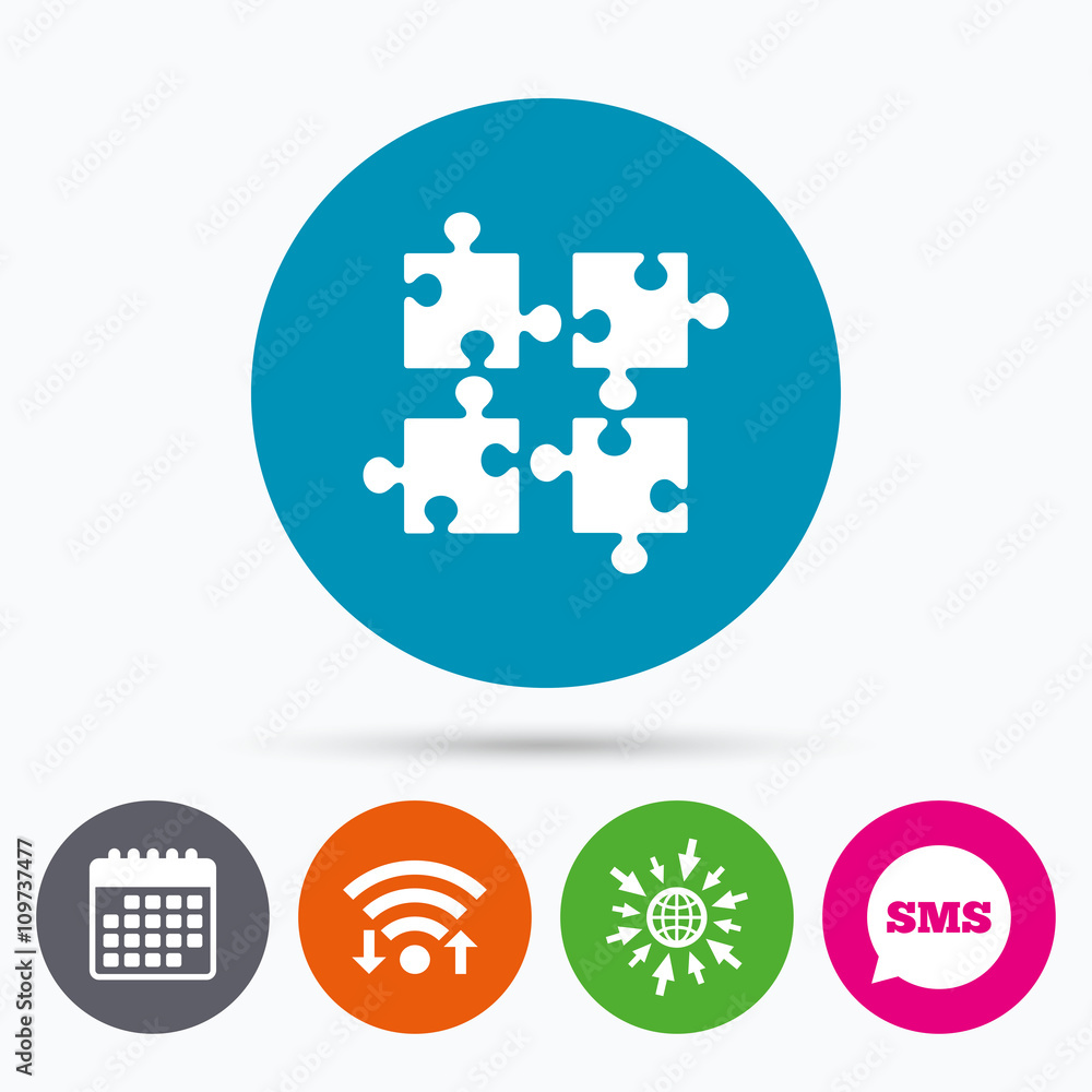 Puzzles pieces sign icon. Strategy symbol. Puzzles pieces sign icon. Strategy symbol.