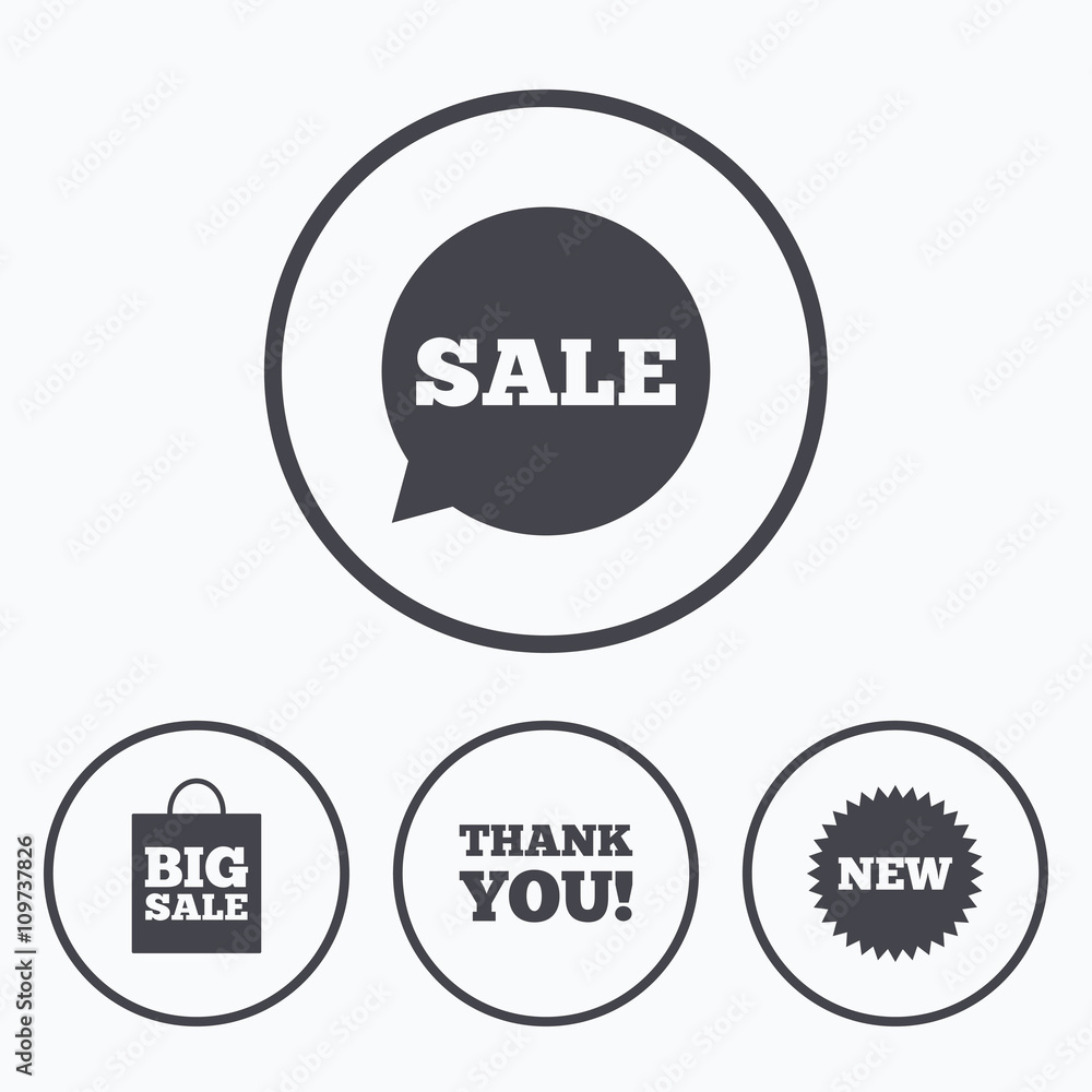 Fototapeta premium Sale speech bubble icon. Thank you symbol