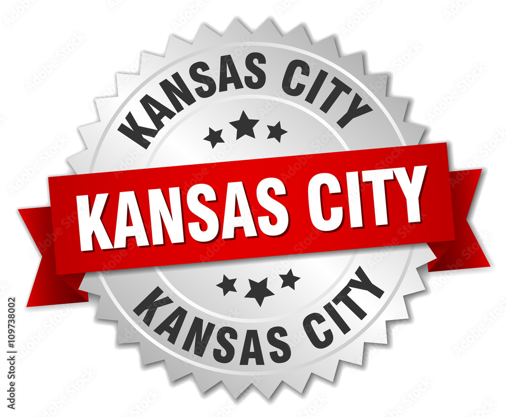 Kansas City round silver badge with red ribbon Kansas City round silver badge with red ribbon
