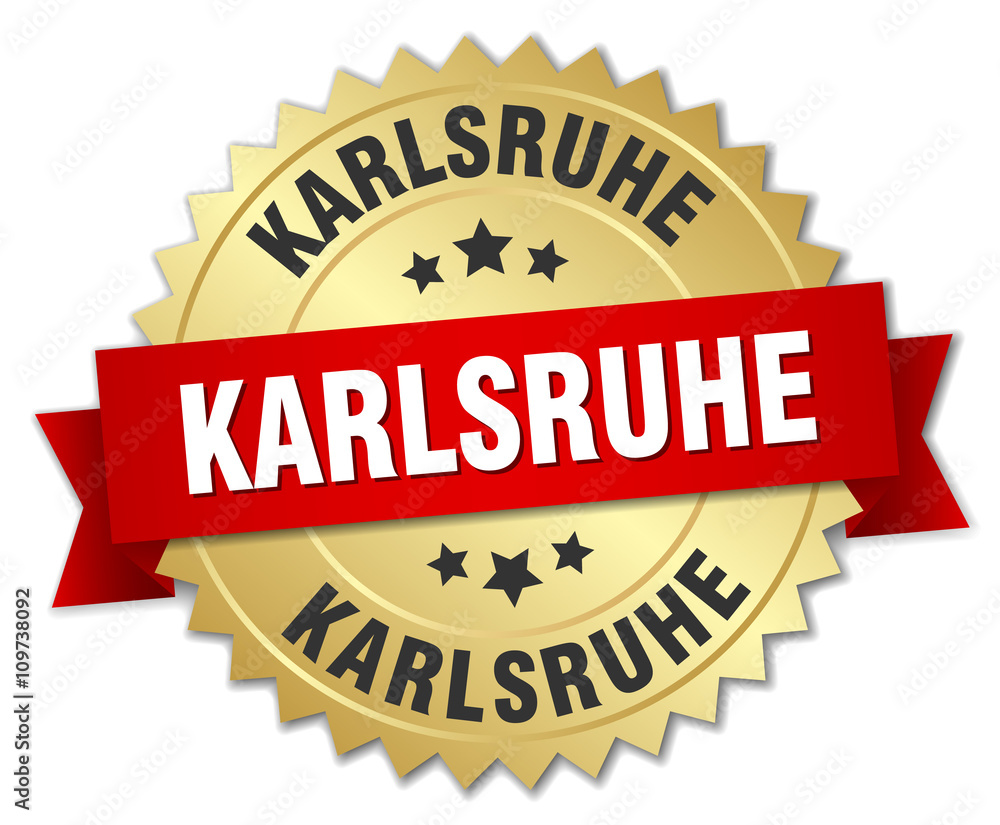 Karlsruhe round golden badge with red ribbon Karlsruhe round golden badge with red ribbon