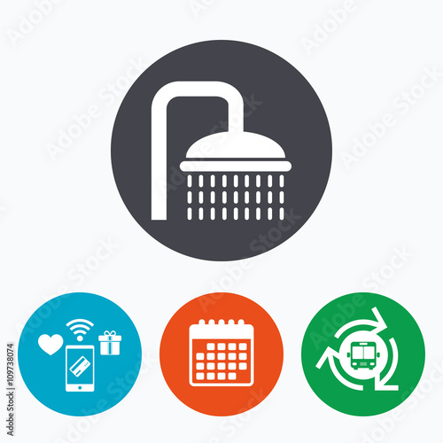 Shower sign icon. Douche with water drops symbol