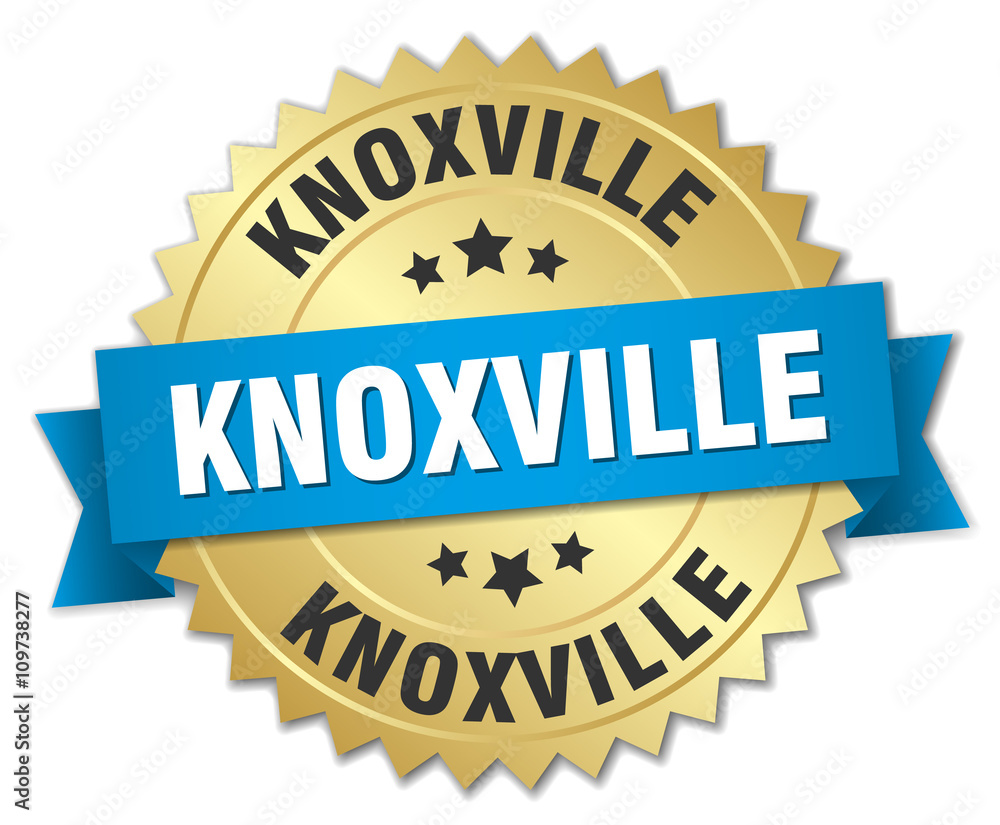 Knoxville round golden badge with blue ribbon