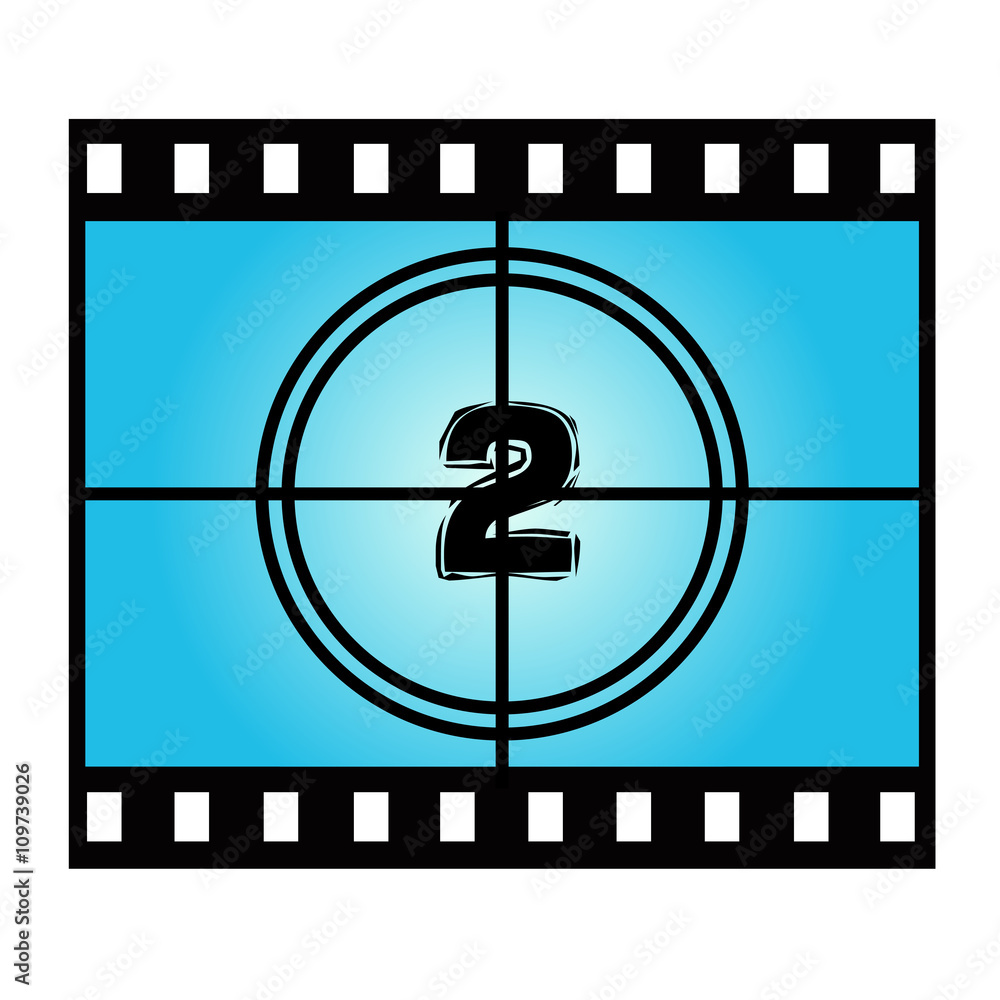 Film Screen Countdown Number Two. Vector Movie Illustration Film Screen Countdown Number Two. Vector Movie Illustration