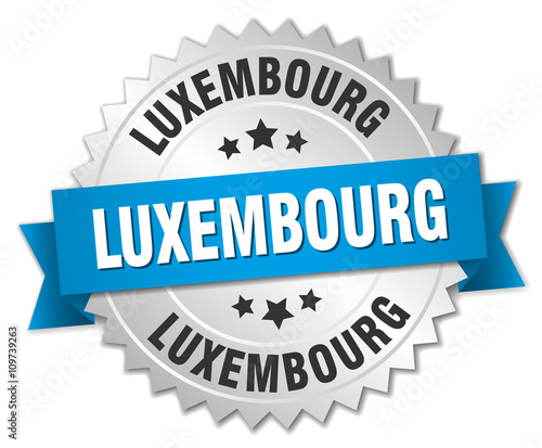 Luxembourg round silver badge with blue ribbon