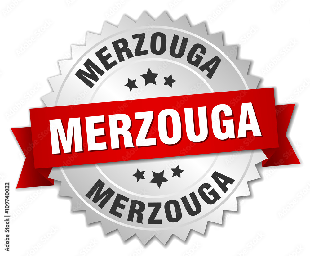 Merzouga round silver badge with red ribbon Merzouga round silver badge with red ribbon