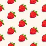 Seamless pattern strawberries white, vector