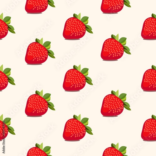 Seamless pattern strawberries white, vector