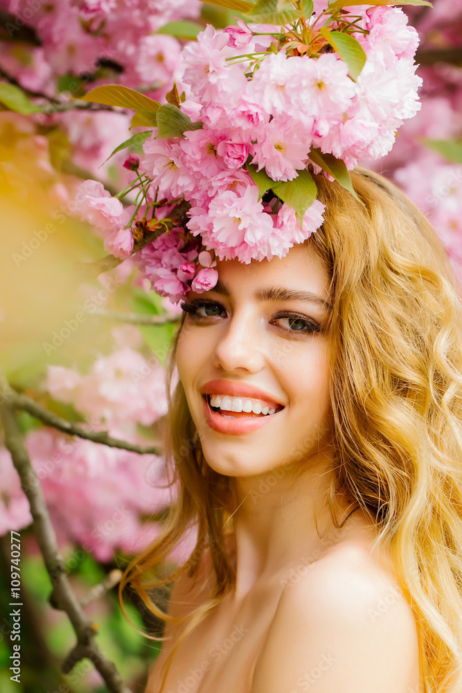 Glamour girl in pink blossom Glamour girl in pink blossom