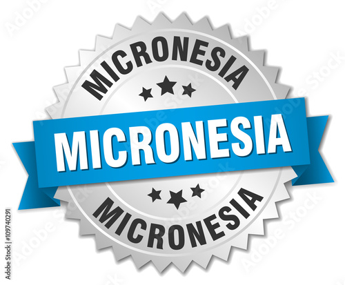 Micronesia round silver badge with blue ribbon