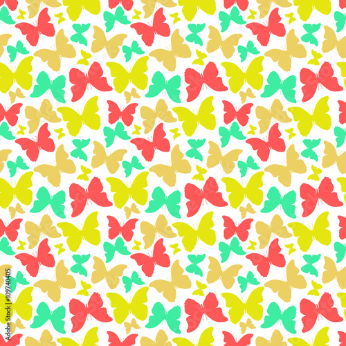 Seamless pattern with hand drawn butterflies