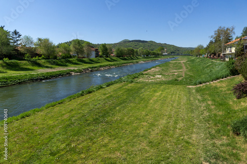 Amazing Landscape of Nisava river passing through the town of Pirot, Republic of Serbia photo