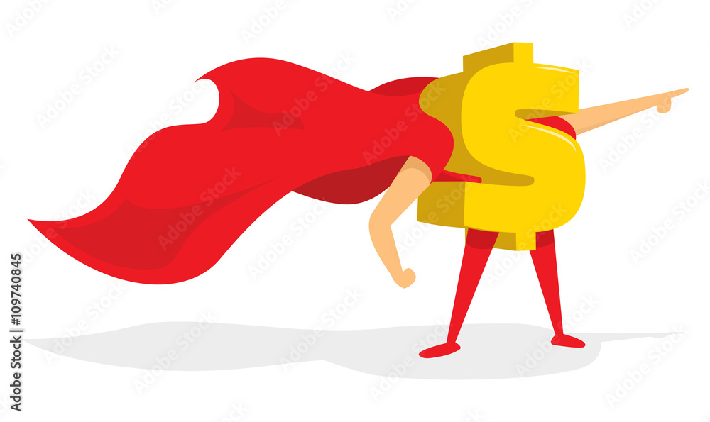 Fototapeta premium Money dollar sign super hero with cape