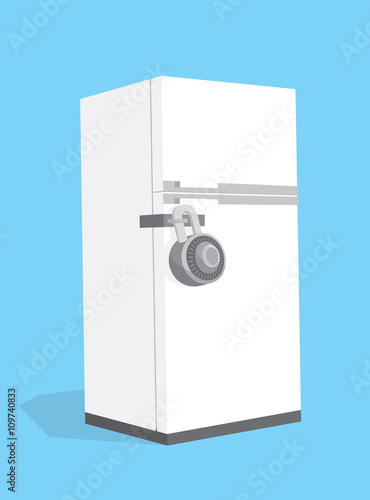 Locked fridge with padlock diet ready