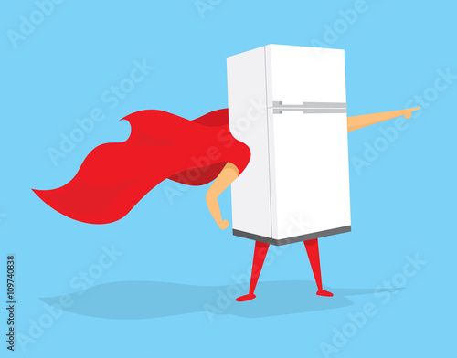 Super hero fridge standing with cape