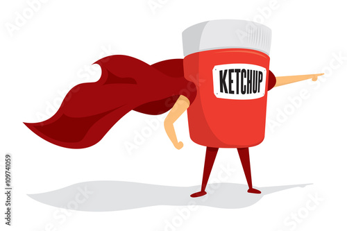 Ketchup jar super hero with cape