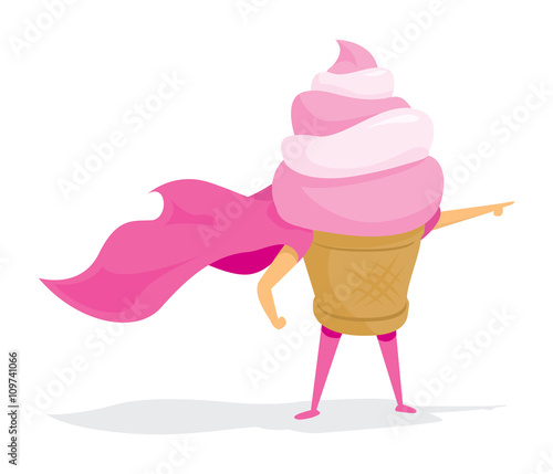 Ice cream super hero with cape