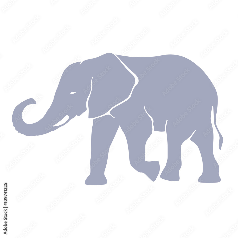 Fototapeta premium Hand drawn silhouette elephant illustration