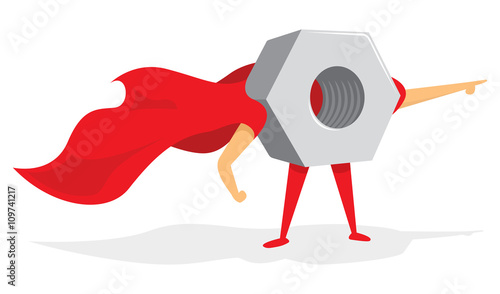 Nut super hero standing or mechanic with cape