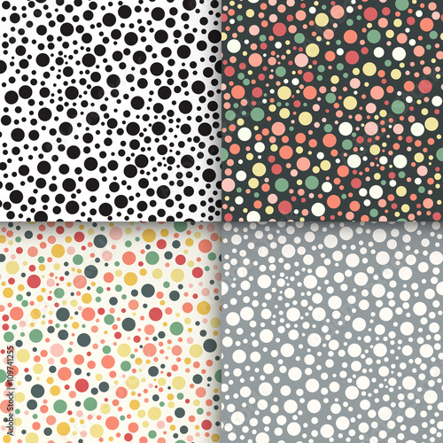 Vintage polka dot seamless patterns set