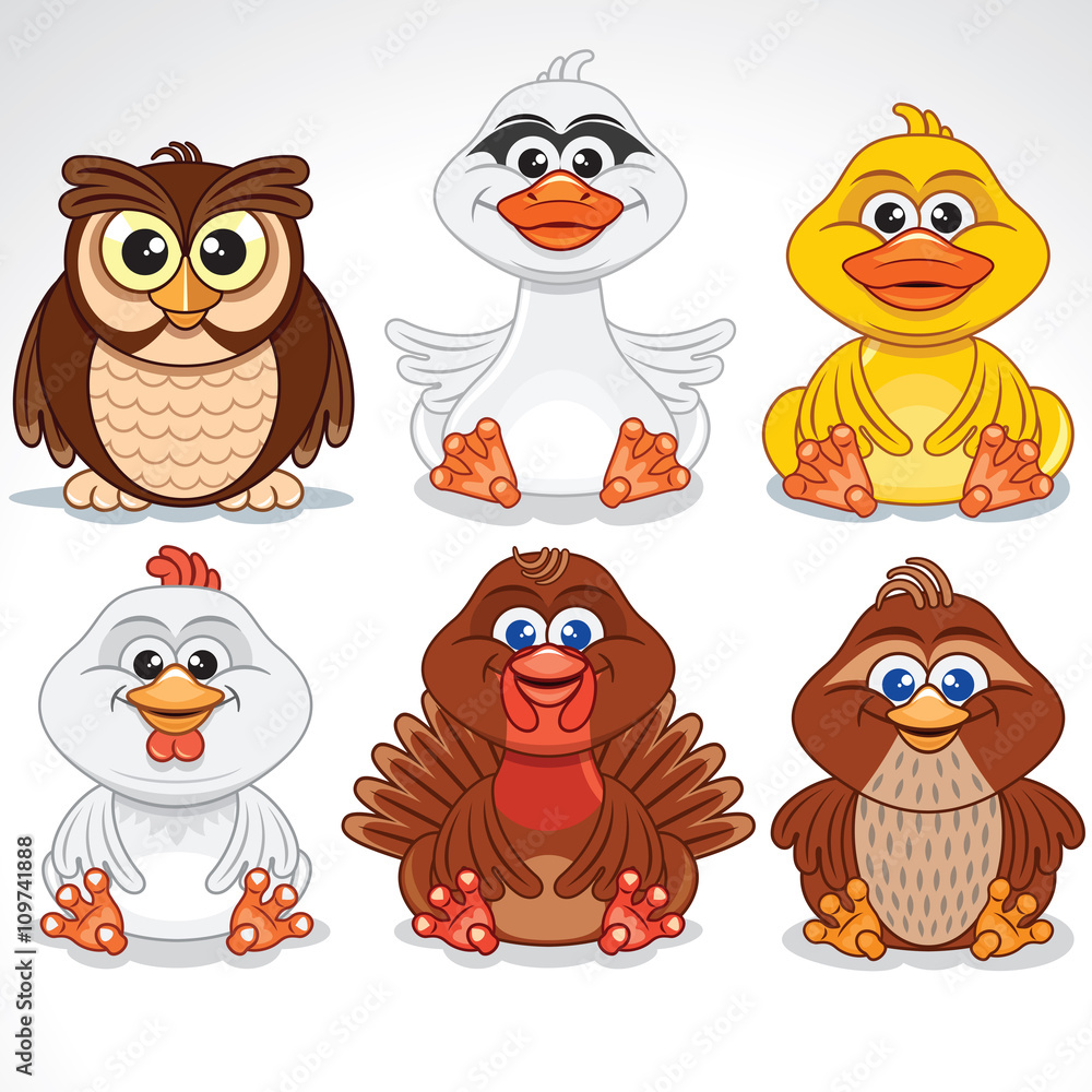 Set of Various Cartoon Birds. Vector Set of Various Cartoon Birds. Vector