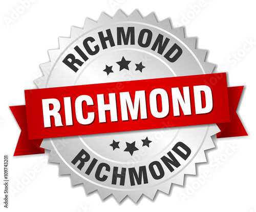 Richmond  round silver badge with red ribbon